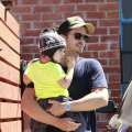 Orlando Bloom is spotted with son Flynn in Los Angeles on April 11, 2013 