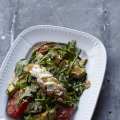 Curtis Stone’s grilled vegetable and arugula salad with goat cheese crostini