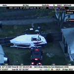 In this handout provided by the Massachusetts State Police, the boat in which Boston Marathon bombing suspect Dzhokhar A. Tsarnaev was hiding is seen from a police helicopter