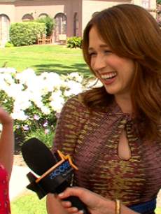 Angela Kinsey and Ellie Kemper speak with AccessHollywood.com’s Laura Saltman, April 2013
