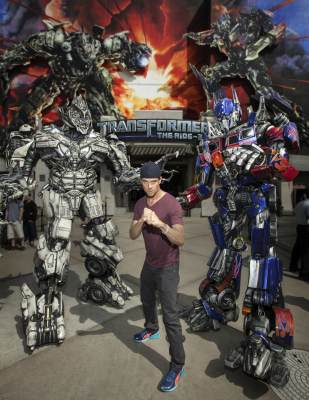 ‘Transformers’ star Josh Duhamel poses outside the Universal Studios Transformers ride, Universal City, April 11, 2013
