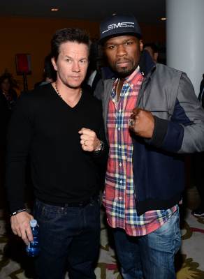 Mark Wahlberg and Curtis ‘50 Cent’ Jackson attend the Cinema Society and Men’s Fitness screening of ‘Pain and Gain’ at the Crosby Street Hotel on April 15, 2013