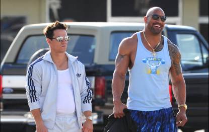 Mark Wahlberg and Dwayne ‘The Rock’ Johnson are sighted on the set of ‘Pain And Gain’ on April 4, 2012 in Miami