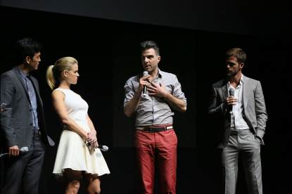 ‘Star Trek Into Darkness’ stars John Cho, Alice Eve, Zachary Quinto and Chris Pine onstage at CinemaCon 2013 Off and Running: Gala Opening Night Presentation by Paramount Pictures at Caesars Palace on April 15, 2013 in Las Vegas