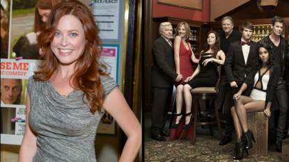 Melissa Archer (left) and with the cast of ‘OLTL’ (right)