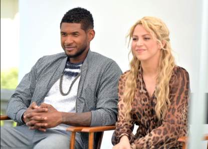 Usher and Shakira attend the NBC Universal Summer 2013 Press Day at Langham Hotel on April 22, 2013 in Pasadena, Calif.