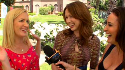 Angela Kinsey and Ellie Kemper speak with AccessHollywood.com’s Laura Saltman, April 2013
