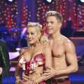 Kellie Pickler and Derek Hough listen to the judges on ‘Dancing with the Stars,’ April 29, 2013