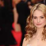 Lily James attends The Laurence Olivier Awards at The Royal Opera House, London, on April 28, 2013