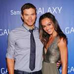Kellan Lutz and Sharni Vinson at the Samsung Galaxy Shangri-La Party on February 2, 2013 in New Orleans, Louisiana