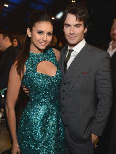 Nina Dobrev and Ian Somerhalder attend the Critics’ Choice Movie Awards 2013 with Skinnygirl Cocktails at Barkar Hangar on January 10, 2013 in Santa Monica, Calif.