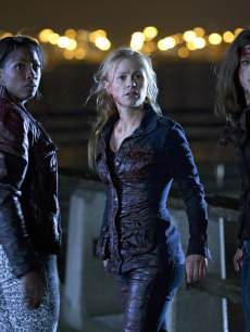 Rutina Wesley as Tara Thornton, Anna Paquin as Sookie Stackhouse and Lucy Griffiths as Nora Gainsborough in ‘True Blood’ Season 6