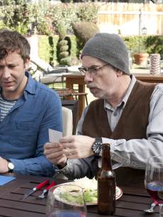Chris O’Dowd and Christopher Guest on the ‘Family Tree’ set