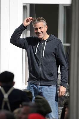 George Clooney is seen on set of his current project ‘The Monuments Men’ on April 29, 2013 in Goslar, Germany