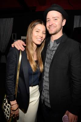 Jessica Biel and Justin Timberlake are seen backstage after MasterCard Priceless Premieres presents Justin Timberlake at Roseland Ballroom on May 5, 2013 in New York City