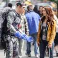 Megan Fox and Alan Ritchson as Ninja Turtle Raphael are seen filming on location for ‘Teenage Mutant Ninja Turtles’ on May 20, 2013 in New York City