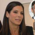 Sandra Bullock chats with Access Hollywood at the ‘Out of Left Field’ art show on May 23, 2013 in Los Angeles / inset: George Clooney