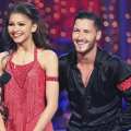 Zendaya and Val Chmerkovskiy listen to the judges’ comments on the ‘Dancing’ finals, May 20, 2013