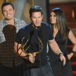 Seth MacFarlane, Mark Wahlberg and Mila Kunis speak onstage at Spike TV’s 6th Annual ‘Guys Choice’ Awards at Sony Studios on June 2, 2012