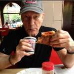 Patrick Stewart eats sliced pizza in NYC, May 29, 2013 (photo courtesy of Patrick Stewart/Twitter)