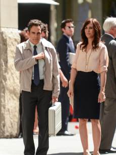 Ben Stiller and Kristen Wiig film a scene for ‘The Life and Times of Walter Mitty’ movie set in Midtown Manhattan on May 17, 2013