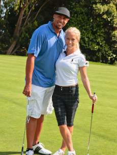 Hank Baskett and Kendra Wilkinson Baskett attend the 2nd annual Hank Baskett Classic Golf Tournament at the Trump National Golf Club Los Angeles on May 17, 2013 in Rancho Palos Verdes, Calif.
