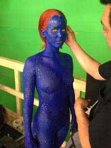 Jennifer Lawrence seen on the set of ‘X-Men: Days of Future Past’ as Mystique on May 20, 2013