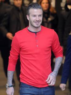 David Beckham arrives for the launch of his H&M Bodywear Collection on May 24, 2013 in Paris