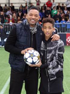 Will Smith and son Jaden Smith attend UEFA’s Champions Festival at Queen Elizabeth Olympic Park on May 25, 2013 in London