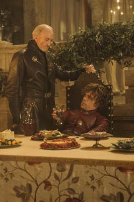 Charles Dance as Tywin Lannister and Peter Dinklage as Tyrion Lannister in ‘Game of Thrones,’ Season 3, Episode 308, ‘Second Sons’