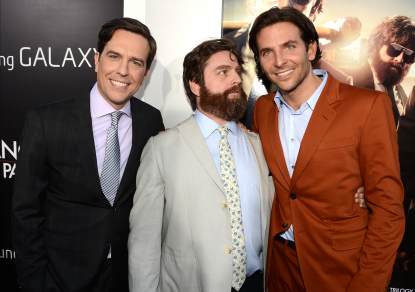 Ed Helms, Zach Galifianakis, and Bradley Cooper arrive at the premiere of Warner Bros. Pictures’ ‘Hangover Part 3’ on May 20, 2013 in Westwood, Calif.