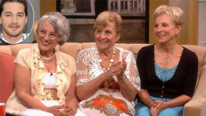 ‘Golden Sisters’ stars Teresa, Mary and Josie on Access Hollywood Live on  May 22, 2013 (inset:Shia LaBeouf)