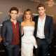 Sam Claflin, Jennifer Lawrence and Liam Hemsworth are seen at Lionsgate’s ‘The Hunger Games: Catching Fire’ Cannes Party at Baoli Beach sponsored by Covergirl on May 18, 2013 in Cannes, France