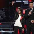 Michelle Chamuel with Carson Daly on ‘The Voice’