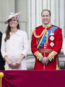 Catherine, Duchess of Cambridge and Prince William, Duke of Cambridge during the annual Trooping The Colour ceremony at Buckingham Palace on June 15, 2013 in London