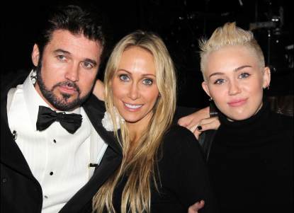 Billy Ray Cyrus, Tish Cyrus and Miley Cyrus