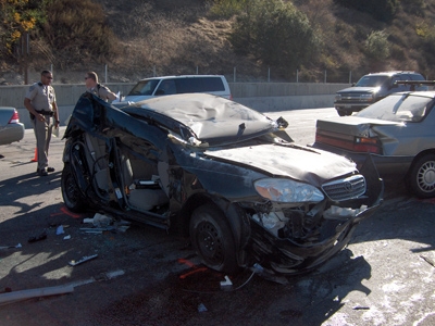 The aftermath of the car crash involving Brandy