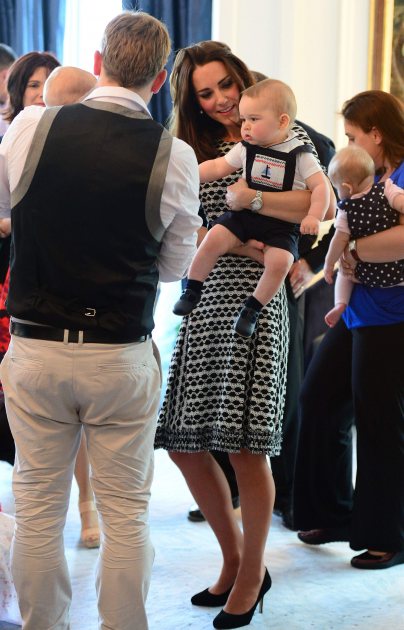 Catherine, Duchess of Cambridge and Prince George of Cambridge attend Plunkett’s Parent’s Group at Government House on April 9, 2014 in Wellington, New Zealand (Getty Images)