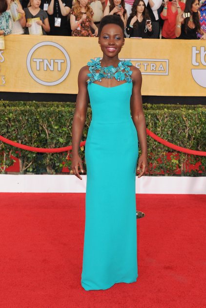 Lupita Nyong’o arrives at the 20th Annual Screen Actors Guild Awards at The Shrine Auditorium on January 18, 2014 in Los Angeles (FilmMagic)