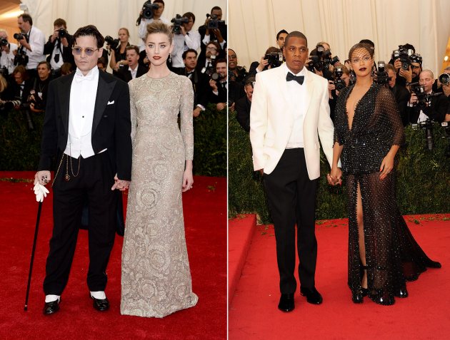 2014 Met Gala - Johnny Depp and Amber Heard/Jay Z and Beyonce (Getty)