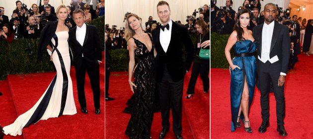 2014 Met Gala - Charlie Theron and Sean Penn/Gisele Bundchen and Tom Brady/Kim Kardashian and Kanye West (Getty)