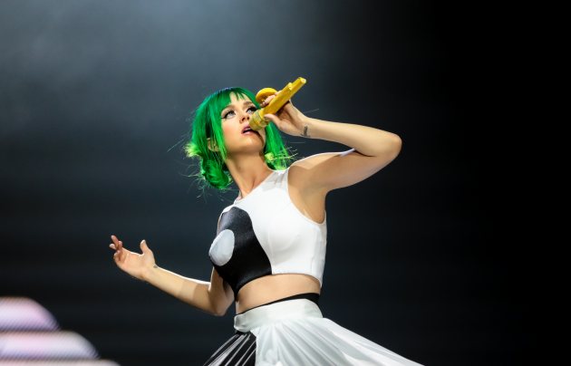 Katy Perry performs on stage on the opening night of her Prismatic World Tour at Odyssey Arena on May 7, 2014 in Belfast