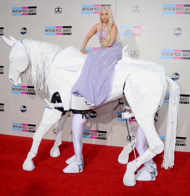 Lady Gaga arrives at the 2013 American Music Awards at Nokia Theatre L.A. Live on November 24, 2013 in Los Angeles