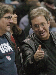 Tim Allen and Ric Messina catch the Hawks-Lakers game in Atlanta