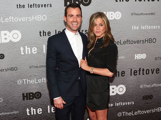 Justin Theroux and Jennifer Aniston on June 23, 2014 in New York City (Getty)