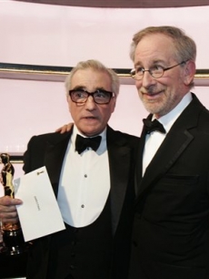 Martin Scorsese is joined by Steven Spielberg as he picks up his Oscar
