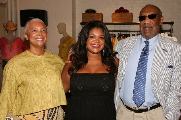 Camille Cosby, Evin Cosby and Bill Cosby attend the launch of the pb&Caviar store on August 7, 2008 in New York City (Getty)