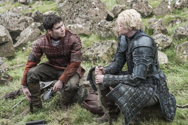 Daniel Portman as Podrick Payne and Gwendoline Christie as Brienne of Tarth in 'Thrones' (Helen Sloan/HBO)