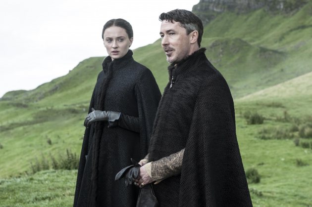 Sophie Turner as Sansa and Aidan Gillen as Littlefinger in 'Thrones' (Helen Sloan/HBO)