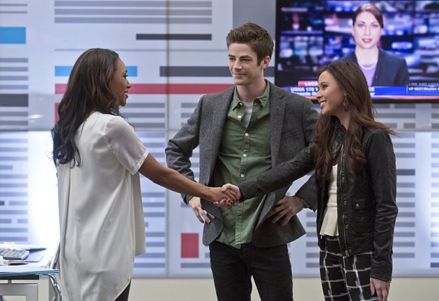 Candice Patton, Grant Gustin and Malese Jow (The CW)